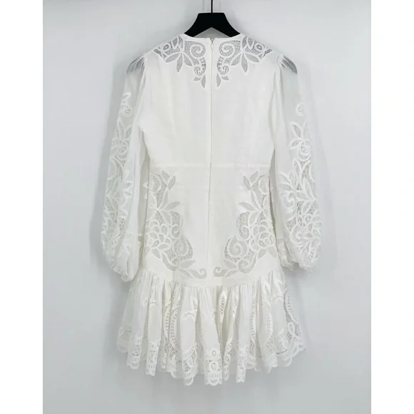 ZIMMERMAN Mae Lace Mini Dress Ivory White US 6 / AU 1 - Picture 11 of 12
